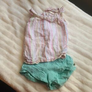 SweetHoney pink striped cotton summer set 2t tank and shorts